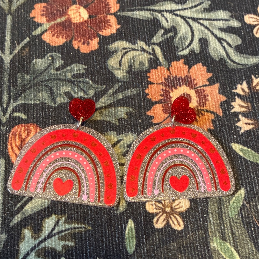 Colorful Rainbow Heart Earrings